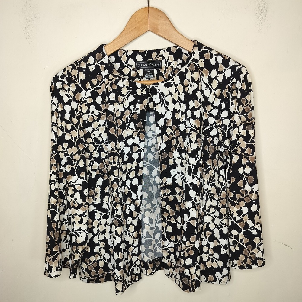 Jessica Howard Floral Jacket Topper Paillette‎ Sequins